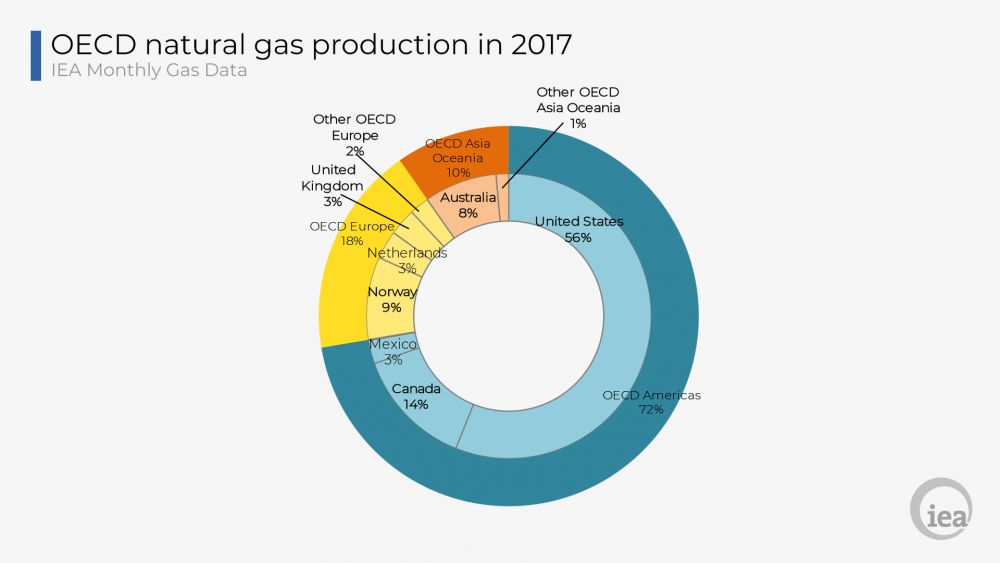 OECD Natural gas production 2017