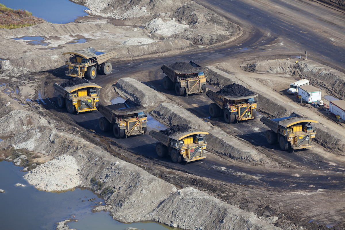 Mining Dump Trucks, Aerial Photo
